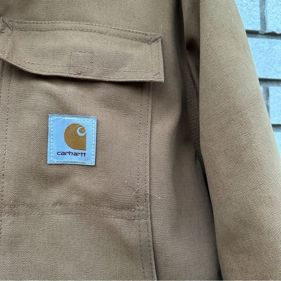 Vintage 90s Carhartt Tan Chore Jacket Detachable Hood Corduroy Collar Y2K - Picture 3 of 16